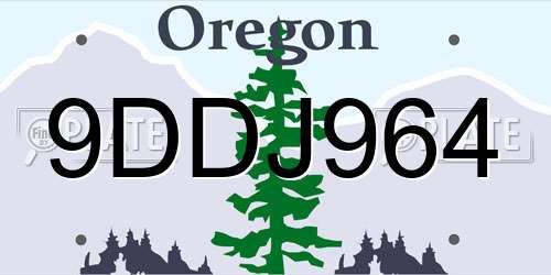 9DDJ964 Oregon License Plate