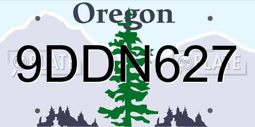 9DDN627 Oregon License Plate