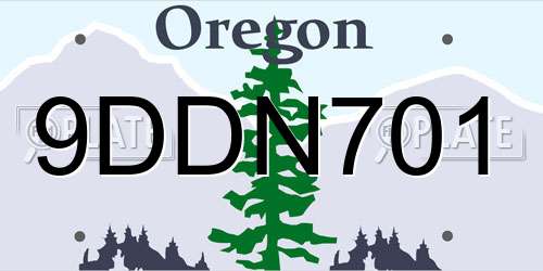 9DDN701 Oregon License Plate
