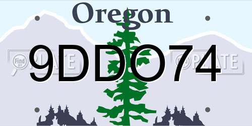 9DDO74 Oregon License Plate