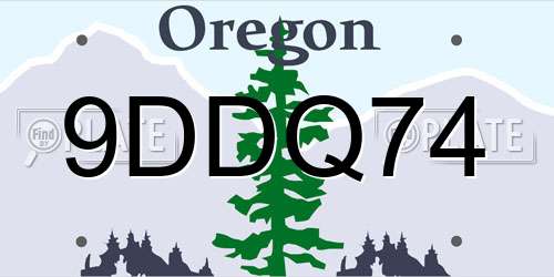 9DDQ74 Oregon License Plate