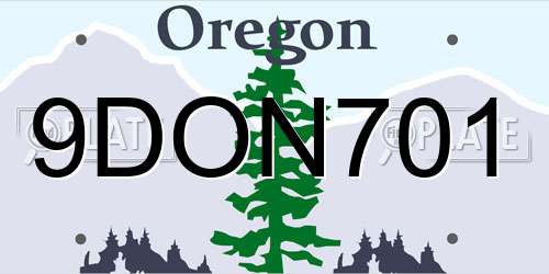 9DON701 Oregon License Plate