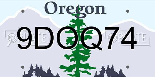 9DOQ74 Oregon License Plate