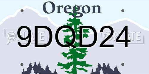 9DQD24 Oregon License Plate