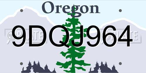 9DQJ964 Oregon License Plate