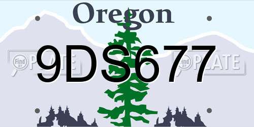 9DS677 Oregon License Plate