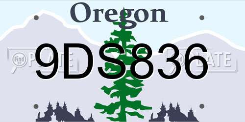9DS836 Oregon License Plate