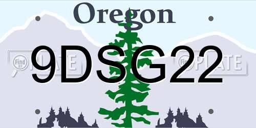 9DSG22 Oregon License Plate