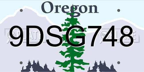 9DSG748 Oregon License Plate