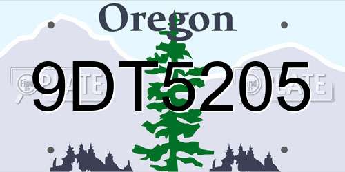 9DT5205 Oregon License Plate