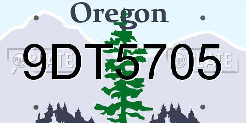9DT5705 Oregon License Plate