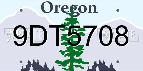 9DT5708 Oregon License Plate