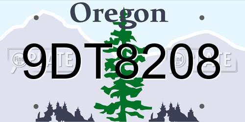 9DT8208 Oregon License Plate