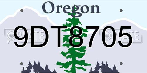 9DT8705 Oregon License Plate