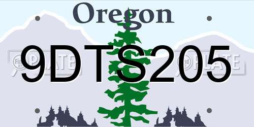9DTS205 Oregon License Plate