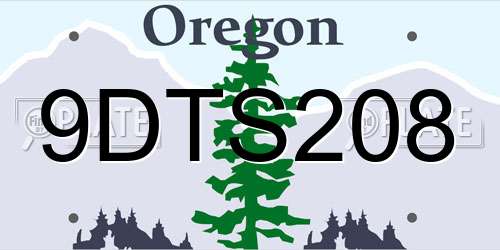 9DTS208 Oregon License Plate