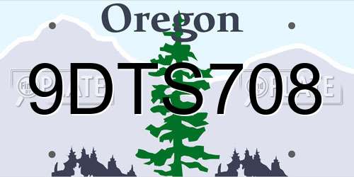 9DTS708 Oregon License Plate