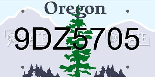 9DZ5705 Oregon License Plate