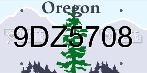 9DZ5708 Oregon License Plate
