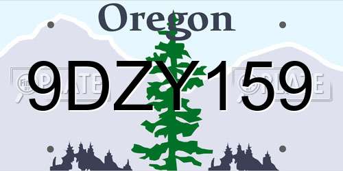9DZY159 Oregon License Plate