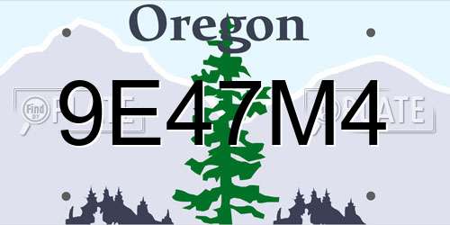 9E47M4 Oregon License Plate
