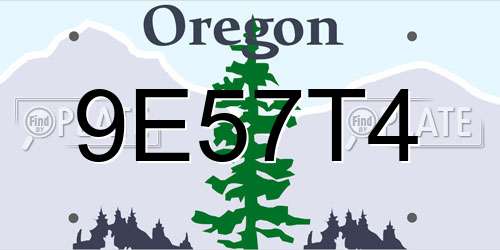 9E57T4 Oregon License Plate