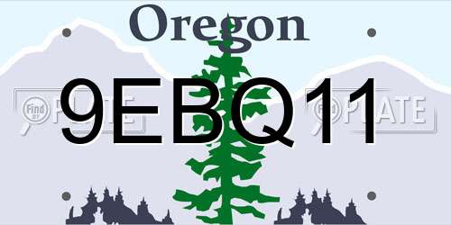9EBQ11 Oregon License Plate