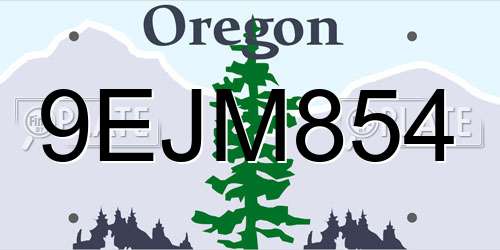9EJM854 Oregon License Plate