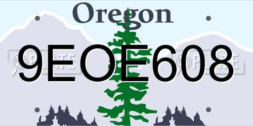 9EOE608 Oregon License Plate