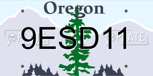 9ESD11 Oregon License Plate