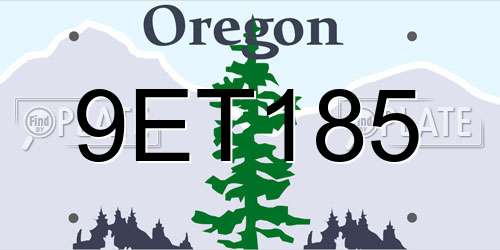 9ET185 Oregon License Plate