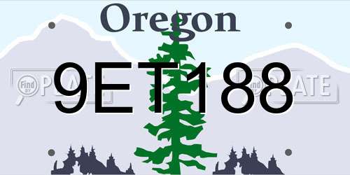 9ET188 Oregon License Plate