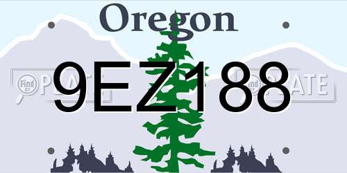 9EZ188 Oregon License Plate