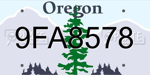9FA8578 Oregon License Plate
