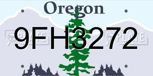 9FH3272 Oregon License Plate