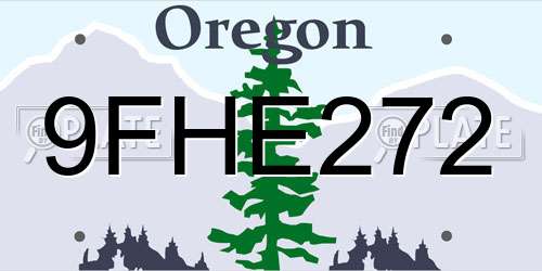 9FHE272 Oregon License Plate