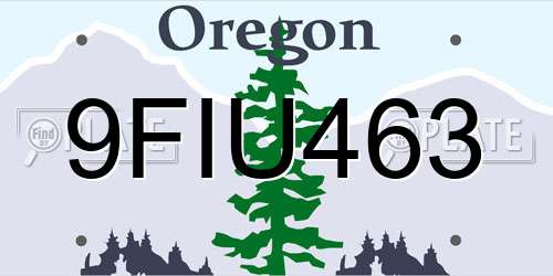 9FIU463 Oregon License Plate