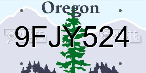 9FJY524 Oregon License Plate