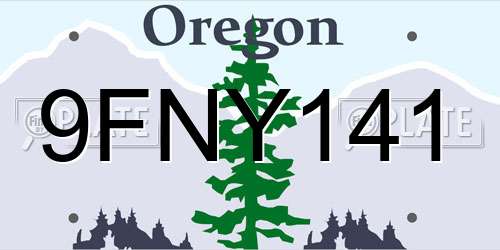 9FNY141 Oregon License Plate