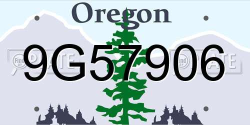 9G57906 Oregon License Plate