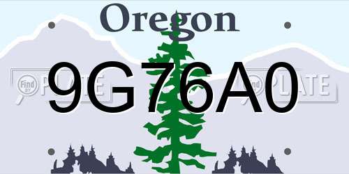 9G76A0 Oregon License Plate