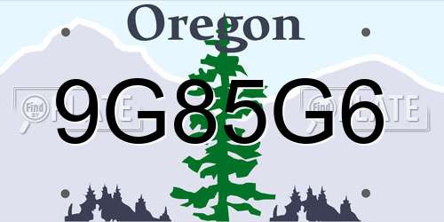9G85G6 Oregon License Plate