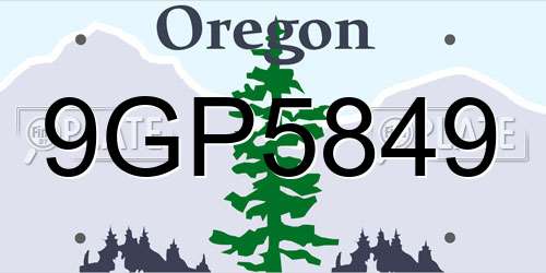 9GP5849 Oregon License Plate