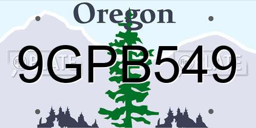 9GPB549 Oregon License Plate