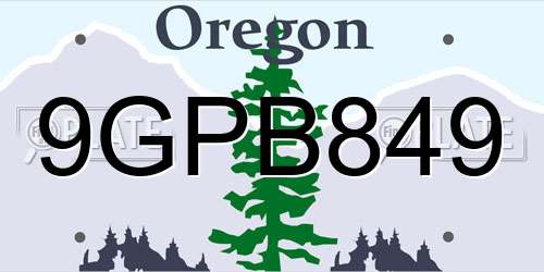 9GPB849 Oregon License Plate