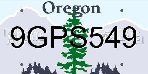 9GPS549 Oregon License Plate