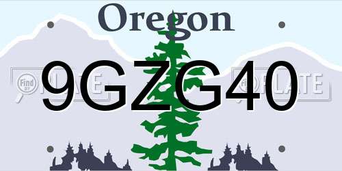 9GZG40 Oregon License Plate