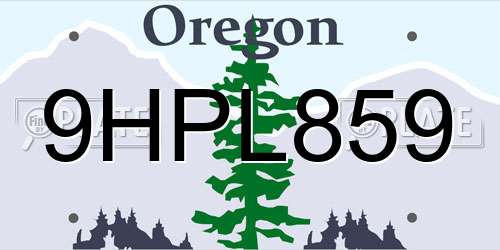 9HPL859 Oregon License Plate