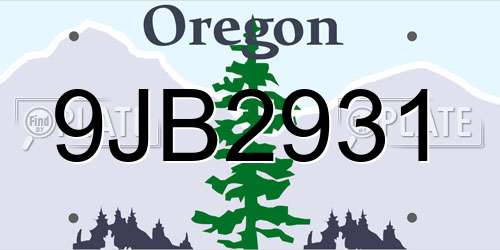 9JB2931 Oregon License Plate
