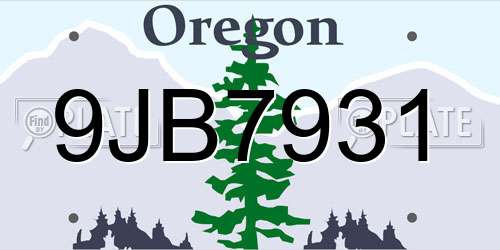 9JB7931 Oregon License Plate